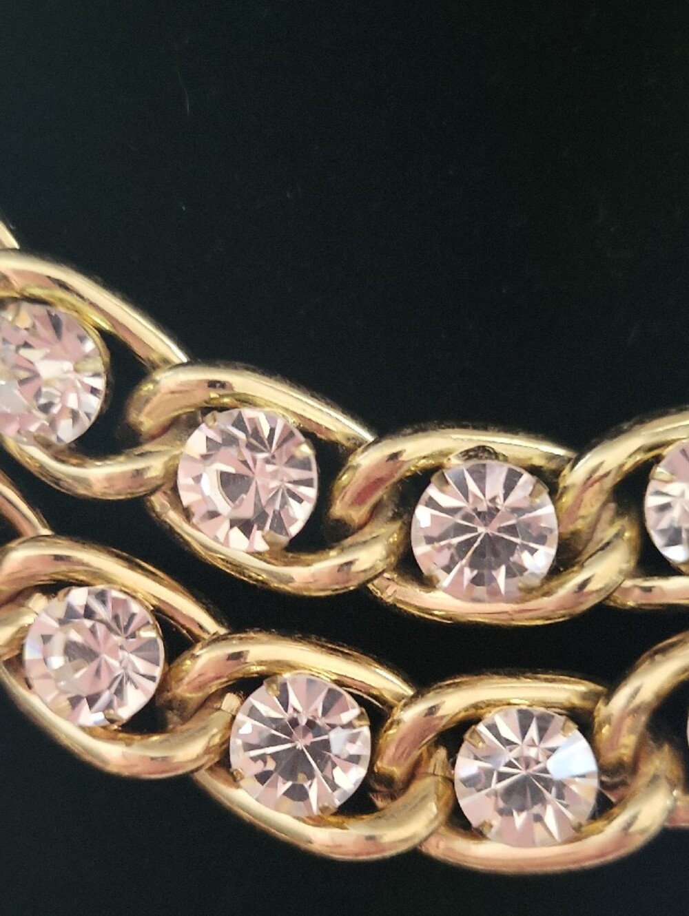 Cache Gold-Tone Double Chain Necklace with Clear Crystals With Matching Bracelet - Picture 5 of 11